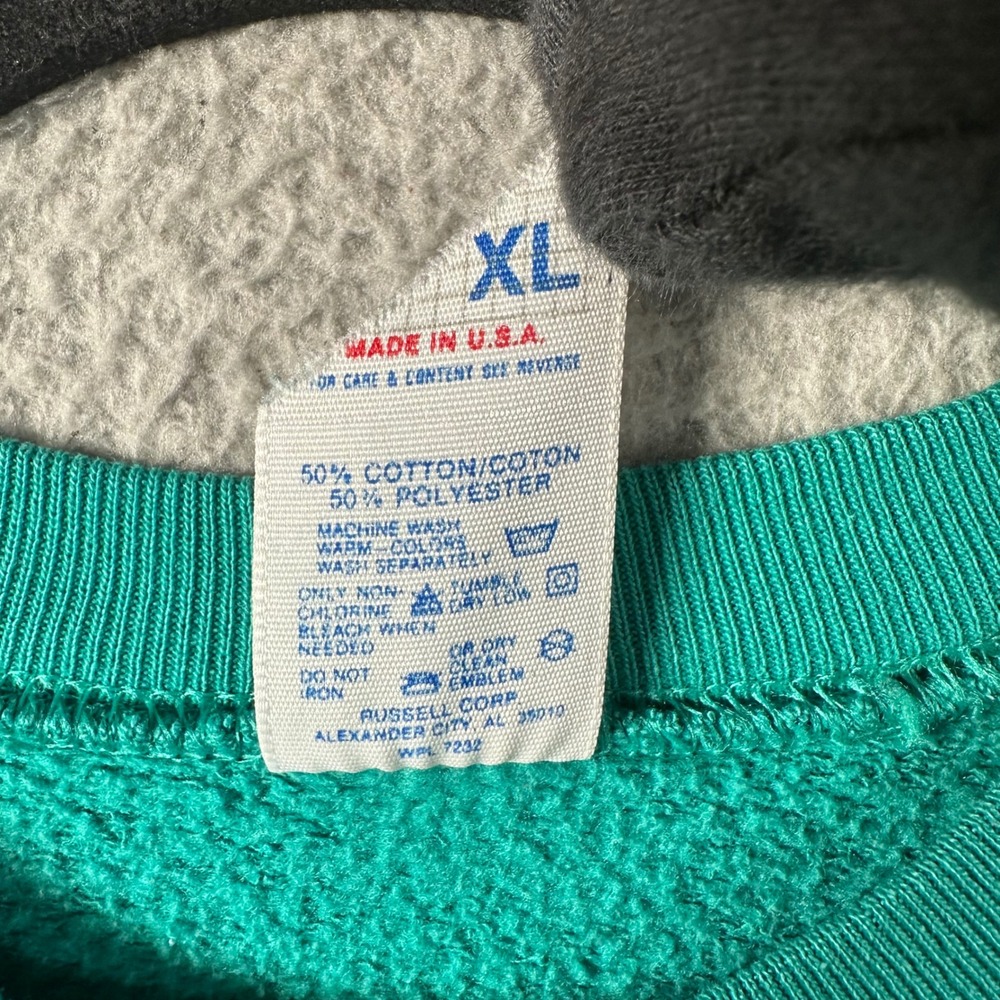 Vtg 90s Frosty The Snowman Painted Glitter Ugly Christmas Sweatshirt Teal XL USA - Picture 2 of 6